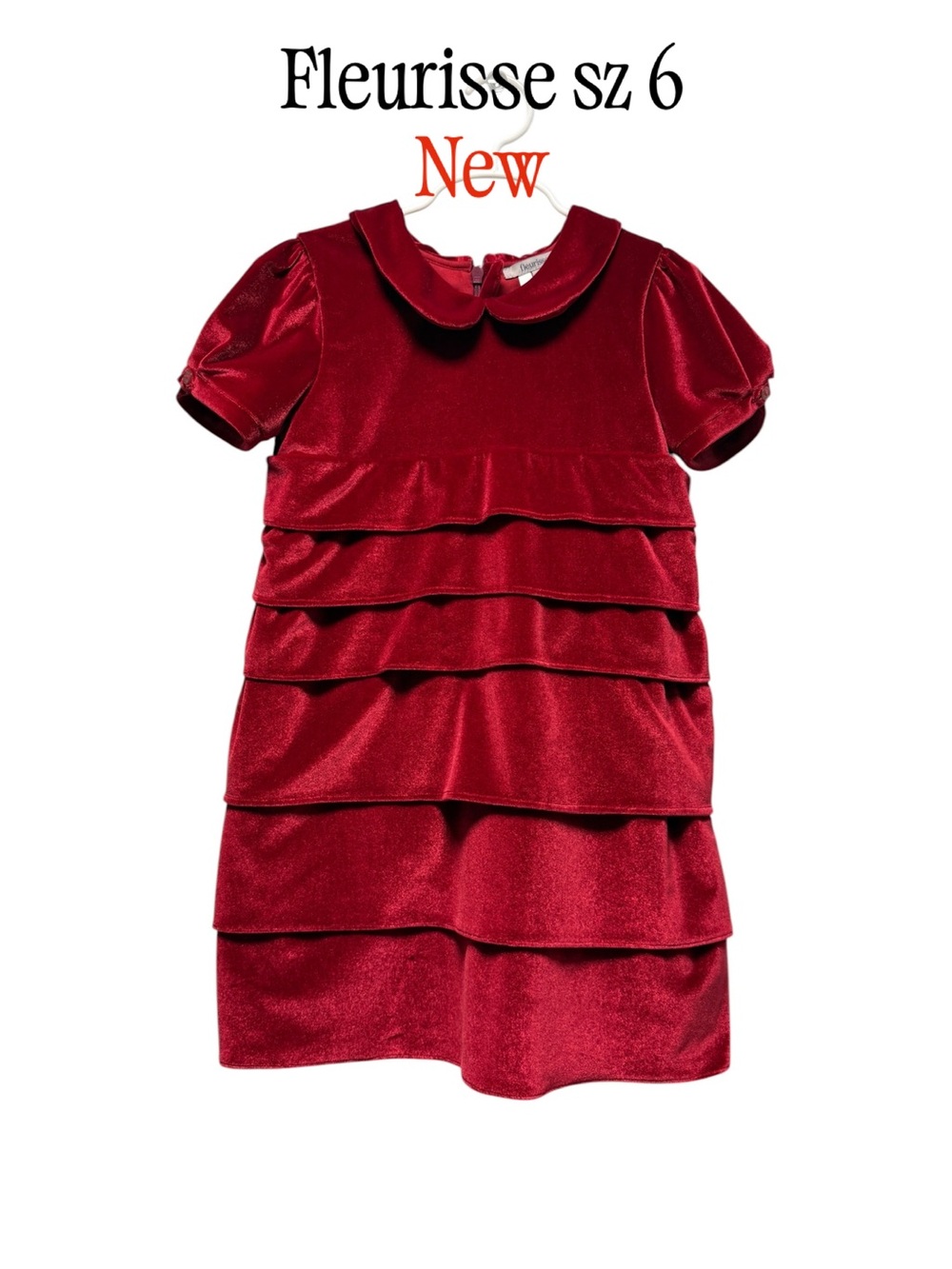 Fleurisse Luxury Red Silk Velvet Tiered Dress (Size 6Y)
